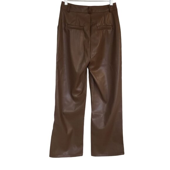 Faux Leather wide leg Pant size Medium Brown new - Picture 2 of 10